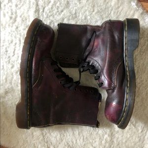 Early 90's Vintage Dr. Martens Burgandy 10 Hole Steel Toe